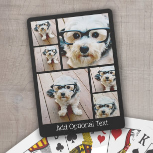 6 Foto Collage optionele tekst — zwarte achtergron Pokerkaarten