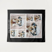 6 Foto Collage optionele tekst — zwarte achtergron Wandkleed (Voorkant (horizontaal))
