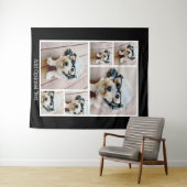 6 Foto Collage optionele tekst — zwarte achtergron Wandkleed (In Situ (horizontaal))