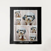 6 Foto Collage optionele tekst — zwarte achtergron Wandkleed (Voorkant)