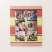 6 foto collage oranje gele strepen legpuzzel (Verticaal)