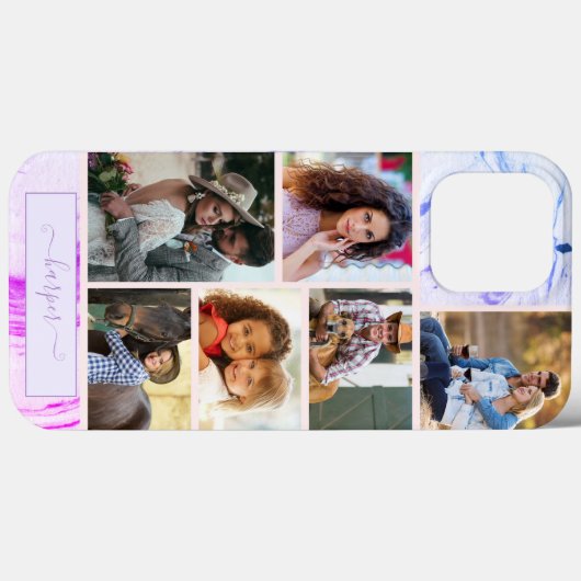 6 Foto Collage Paarse roze marmer Case-Mate iPhone Case (Achterkant (horizontaal))
