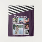 6 Foto Collage Plum Striped Pattern Personated Wandkleed (Voorkant)