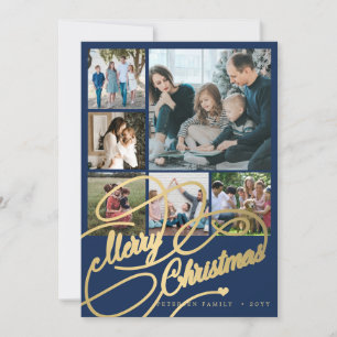 6 foto collage Prettig kerstfeest script familie Feestdagenkaart