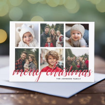 6 Foto Collage Prettig Kerstmis Schrift Rode Sterr