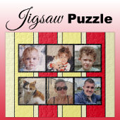 6 foto collage rode gele strepen legpuzzel