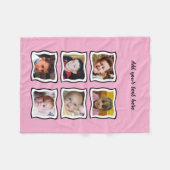 6 foto collage roze fleece deken (Voorkant (Horizontaal))