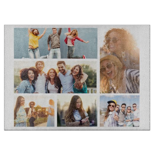 6 Foto Collage Sjabloon personaliseren Snijplank (Voorkant)
