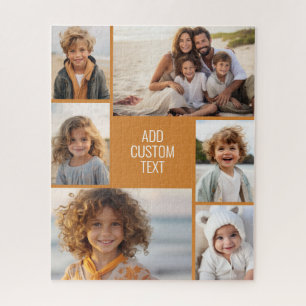 6 foto collage - terra cotta tekst - witte tekst legpuzzel