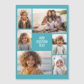 6 Foto Collage - Turquoise met Witte Tekst Magneet (Voorkant)