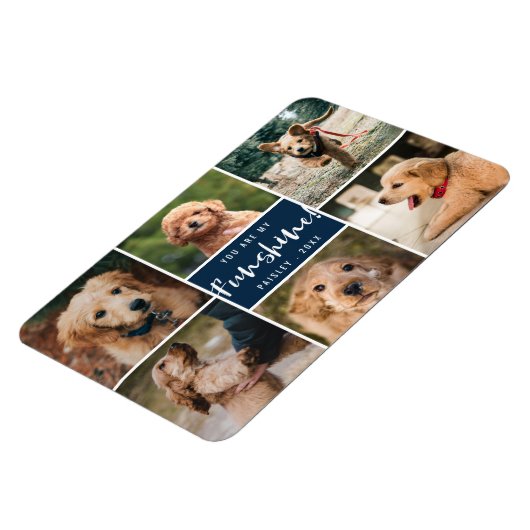 6 Foto-collage U bent mijn Funshine | Navy Pet Magneet (Linkerzijde)
