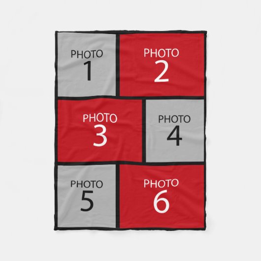 6 Foto collage - u kunt achtergrondkleur wijzigen Fleece Deken (Voorkant)