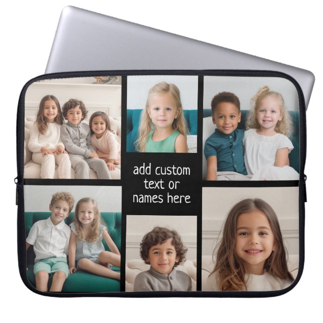 6 Foto collage - u kunt achtergrondkleur wijzigen Laptop Sleeve (Voorkant)