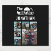 6 Foto Collage Vaderdag De Grillfather BBQ   Bier Etiket (Enkel label)
