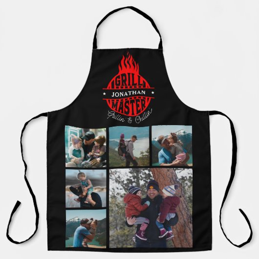 6 Foto Collage Vaderdag Grill Master Schort (Voorkant)