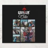 6 Foto Collage Vaderdag Grillin' & Chillin' Bier Etiket (Enkel label)