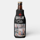 6 Foto Collage Vaderdag Grillin' & Chillin' Flesjeskoeler (Fles Voorkant)