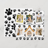 6 Foto Collage Voeg naam Dog House Paw Prints Kaar (Voorkant / Achterkant)