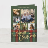 6 foto collage Vrolijk Kerstmis gouden script plai Feestdagen Kaart (Voorkant)
