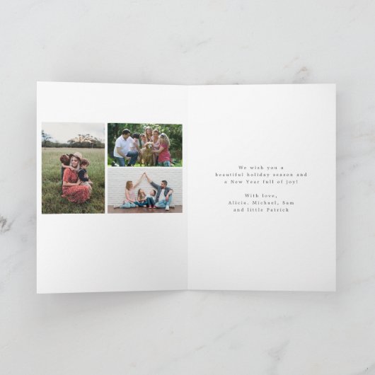 6 foto collage Vrolijk Kerstmis modern script Feestdagen Kaart (Binnen)