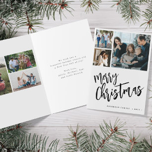 6 foto collage Vrolijk Kerstmis modern script Feestdagen Kaart