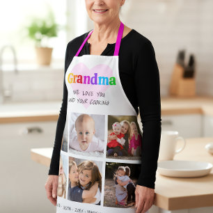 6 Foto Collage We houden van jou Oma Kleurrijk Vet Schort