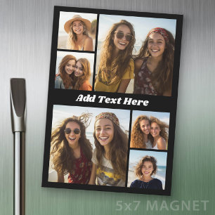 6 Foto Collage Witte Tekst - Koelkastmagneet