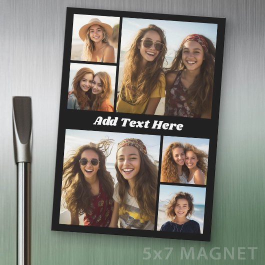 6 Foto Collage Witte Tekst - Koelkastmagneet