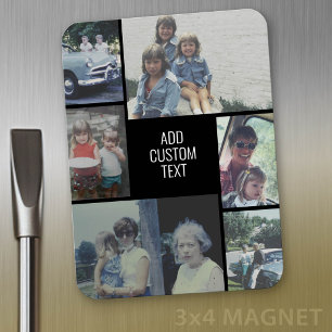 6 foto collage - zwarte achtergrond - witte tekst magneet