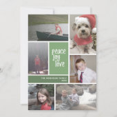 6 Foto Color Block Peace Love Joy Green Feestdagenkaart (Voorkant)