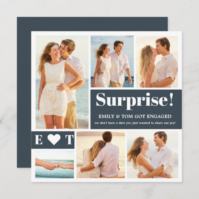 6 Foto donkergrijs Verloving aankondiging (Voorkant / Achterkant)