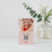 6 Foto Feed Grid Social Media QR Code Business Visitekaartje (Staand voorkant)