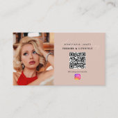 6 Foto Feed Grid Social Media QR Code Business Visitekaartje (Voorkant)