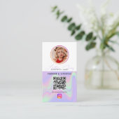 6 Foto Feed Grid Social Media QR Code Holografisch Visitekaartje (Staand voorkant)