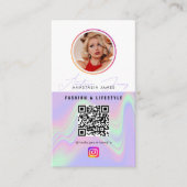6 Foto Feed Grid Social Media QR Code Holografisch Visitekaartje (Voorkant)