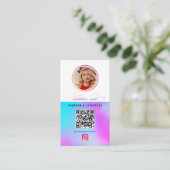 6 Foto Feed Grid Social Media QR Code Holografisch Visitekaartje (Staand voorkant)