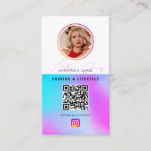 6 Foto Feed Grid Social Media QR Code Holografisch Visitekaartje (Voorkant)