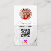6 Foto Feed Grid Social Media QR Code Marmer Visitekaartje (Voorkant)