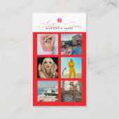 6 Foto Feed Grid Social Media QR Code Rood Visitekaartje (Achterkant)