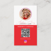 6 Foto Feed Grid Social Media QR Code Rood Visitekaartje (Voorkant)
