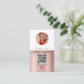 6 Foto Feed Grid Social Media QR Code Roos Gold Visitekaartje (Staand voorkant)