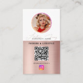 6 Foto Feed Grid Social Media QR Code Roos Gold Visitekaartje (Voorkant)