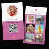 6 Foto Feed Grid Social Media QR Code Roze Visitekaartje