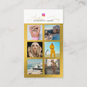 6 Foto Feed Grid Social Media QR Code Wit Goud Visitekaartje (Achterkant)