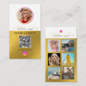 6 Foto Feed Grid Social Media QR Code Wit Goud Visitekaartje (Voorkant / Achterkant)