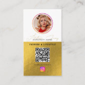 6 Foto Feed Grid Social Media QR Code Wit Goud Visitekaartje (Voorkant)