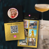 6 Foto Feed Grid Social Media QR Code Zwart Goud Visitekaartje