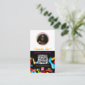 6 Foto Feed Grid Sociale Media QR Code Hip Hop Visitekaartje (Staand voorkant)
