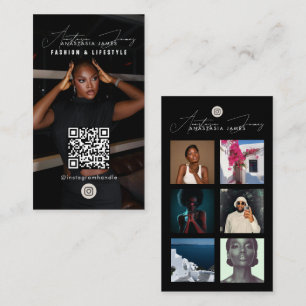 6 Foto Feed Raster Social Media QR Code Zwart Visitekaartje