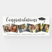 6 Foto Gefeliciteerd Geslaagd 2026 Afstuderen Wit Spandoek (Horizontaal)